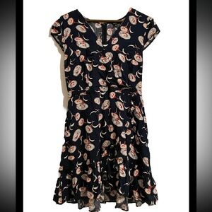 J. Crew Mercantile Navy Floral print Ruffle Tank Mini Dress Size 8